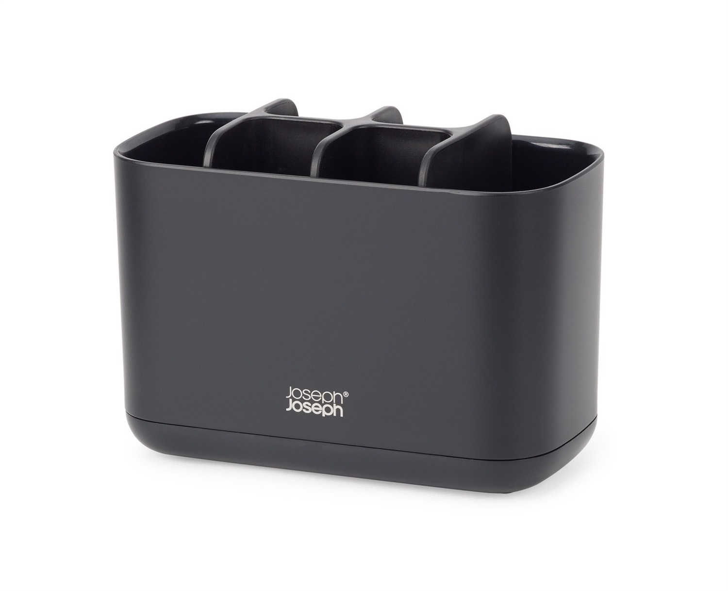 Joseph Joseph EasyStore 70599 Porta Spazzolino e Dentifricio Nero Matte, Compatibile con Spazzolini Elettrici e Tradizionali, 6 Scomparti, Contenitore Smontabile