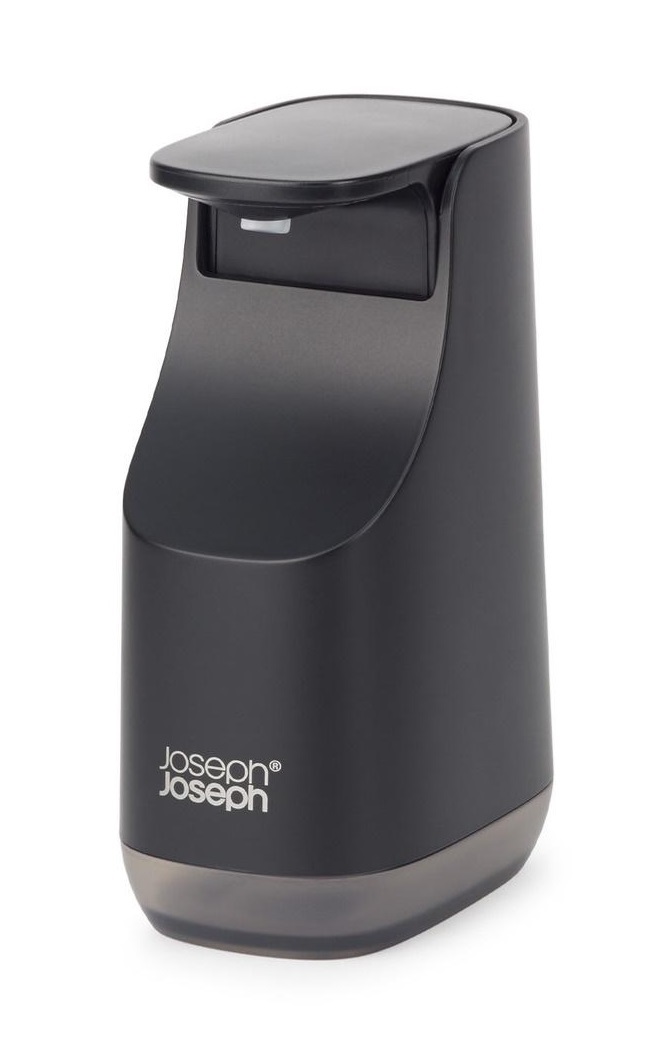 Joseph Joseph Dispenser Sapone Slim™ Compact 350 ml Nero Opaco - Design Sottile, Ricaricabile, Beccuccio Antigoccia
