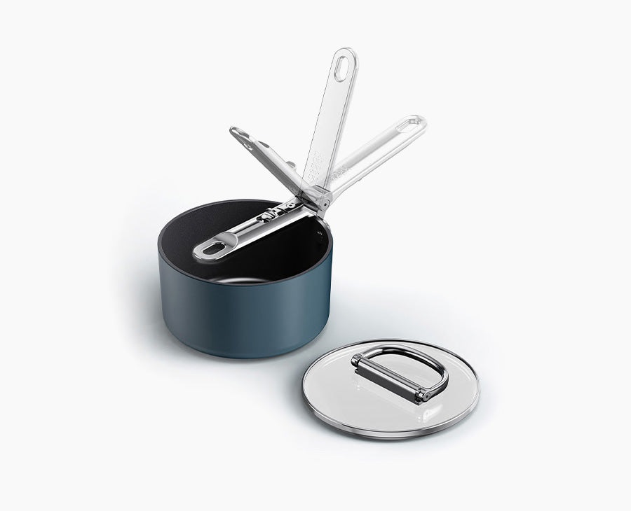 Joseph Joseph Space Pentola 15 cm Blu Notte con Manico Pieghevole in Acciaio Inossidabile e Rivestimento Antiaderente