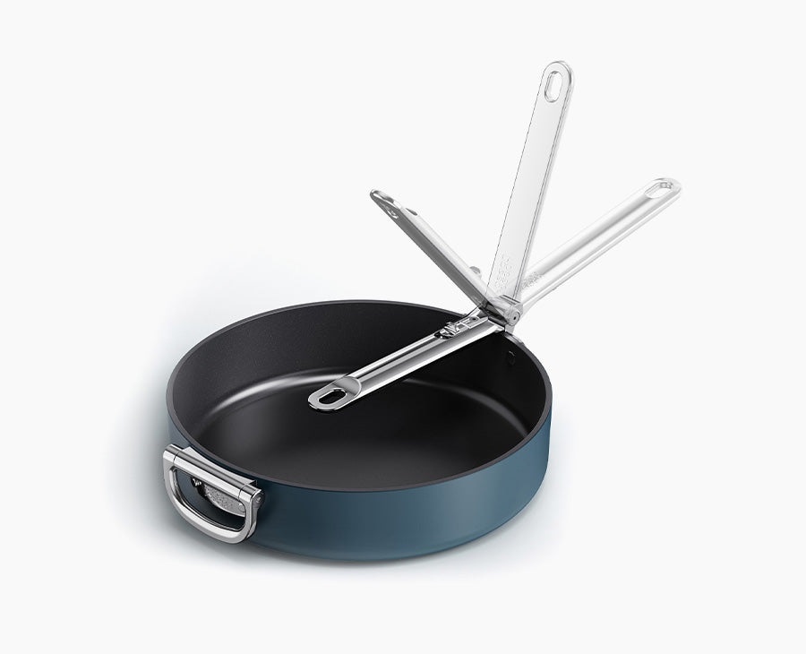 Joseph Joseph Space Padella Antiaderente 28 cm con Manico Pieghevole in Acciaio Inossidabile - Compatibile Induzione, Blu Notte