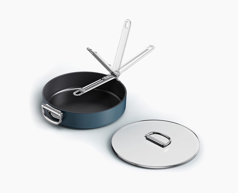 Joseph Joseph Padella Space 28 cm Antiaderente con Manico Pieghevole e Coperchio, Compatibile Induzione