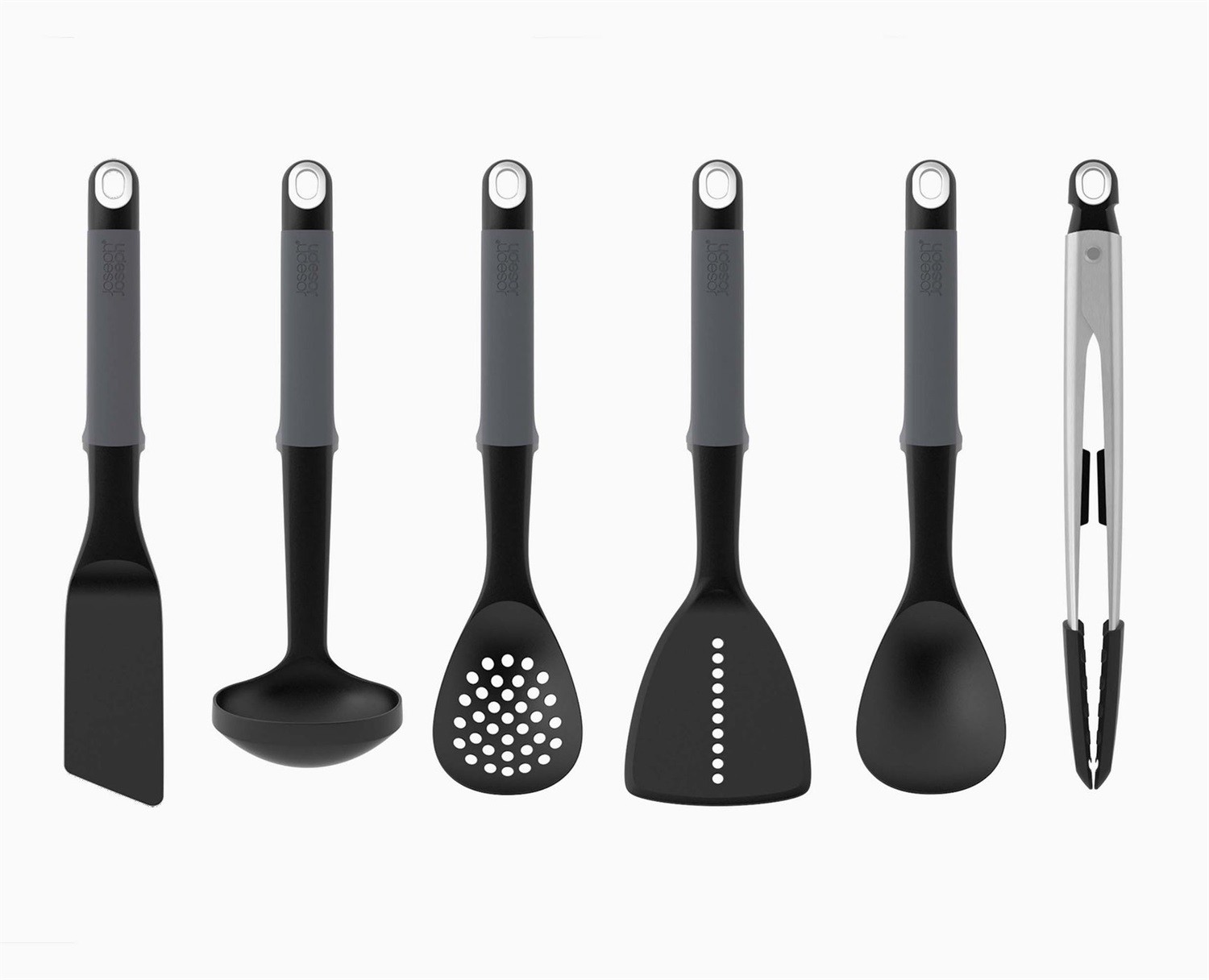 Joseph Joseph Elevate Carousel Set 6 Utensili da Cucina con Pinze in Acciaio Inossidabile e Supporto Rotante