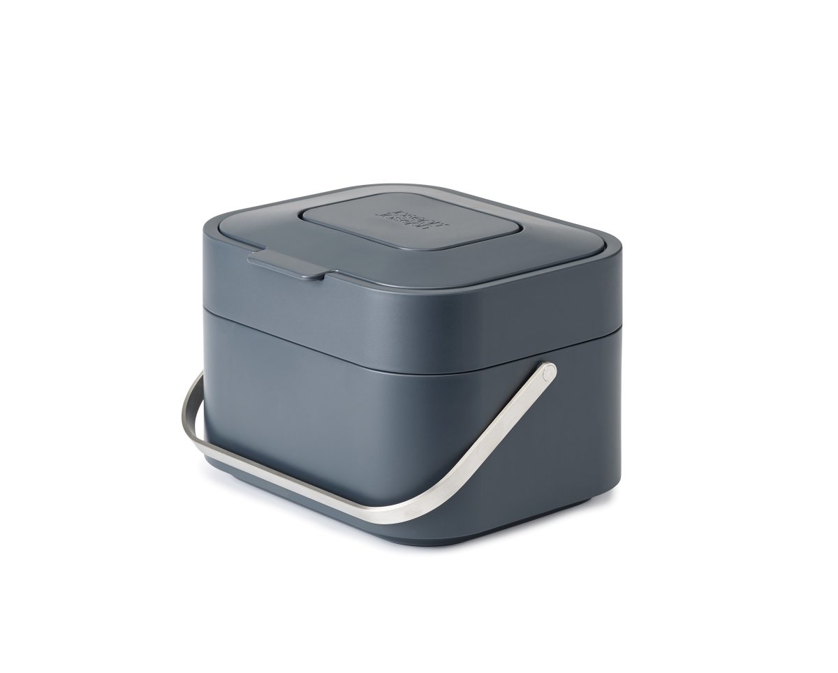 Joseph Joseph Stack 4 Pattumiera Intelligente per Rifiuti Organici 4L Grafite con Filtro Antiodore e Design Ventilato