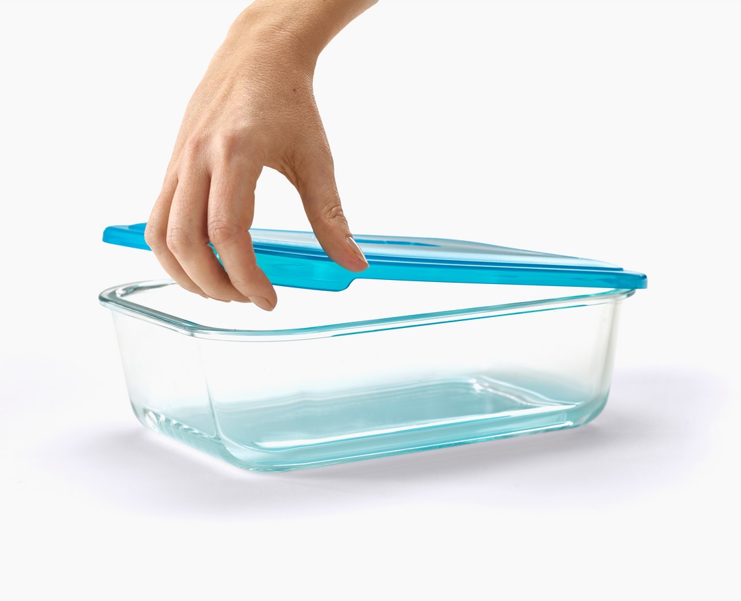 Joseph Joseph Nest Glass Set di 4 Contenitori per Alimenti in Vetro Impilabili, Design Salvaspazio, Sicuri per Forno, Freezer, Microonde e Lavastoviglie