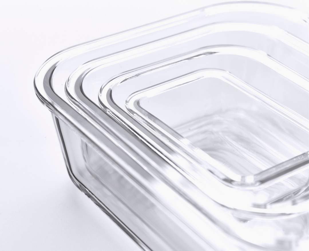 Joseph Joseph Nest Glass Set di 4 Contenitori per Alimenti in Vetro Impilabili, Design Salvaspazio, Sicuri per Forno, Freezer, Microonde e Lavastoviglie