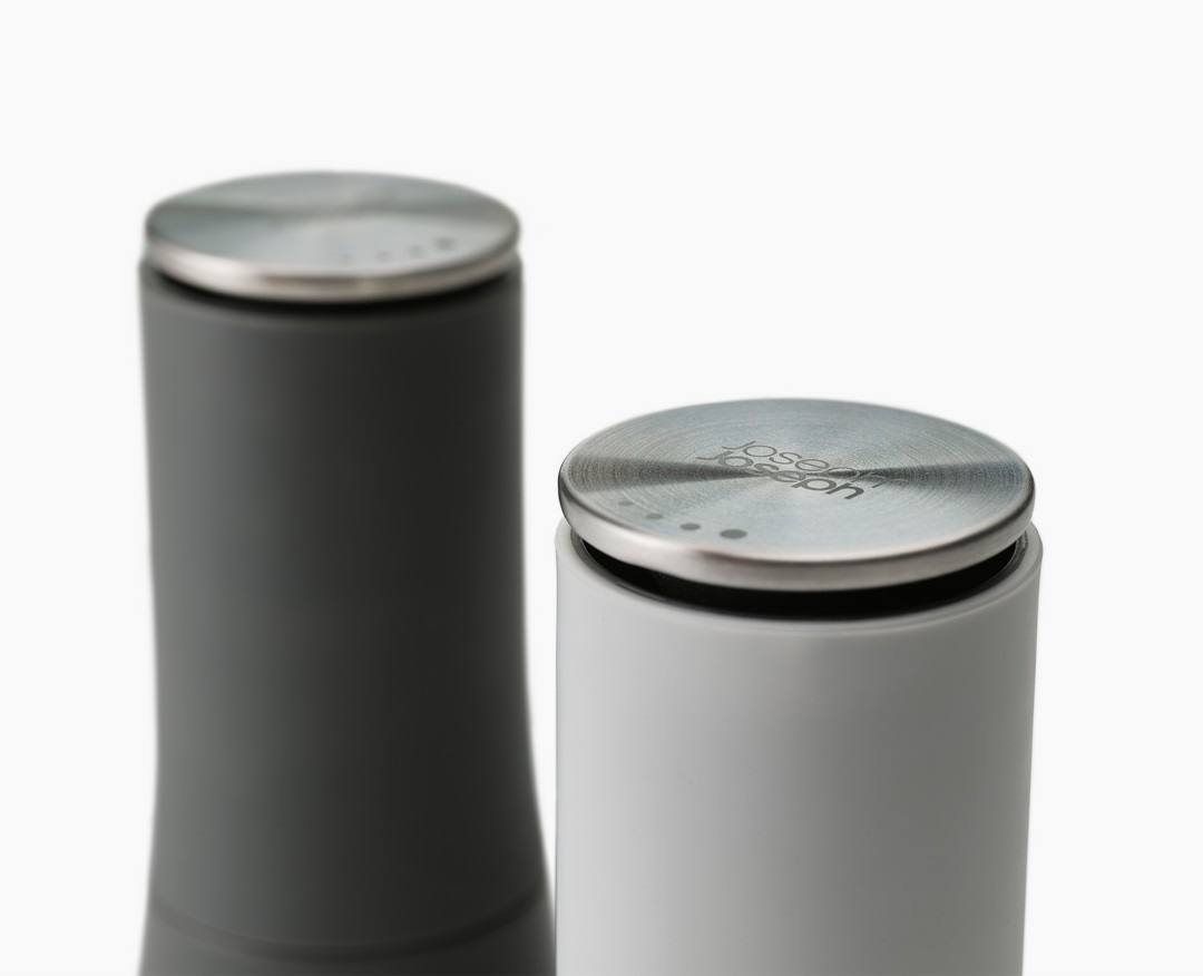 Joseph Joseph Milltop Set Macinino Macinapepe e Macinasale in Ceramica - Design Invertito, Grigio e Bianco, 2 Pezzi