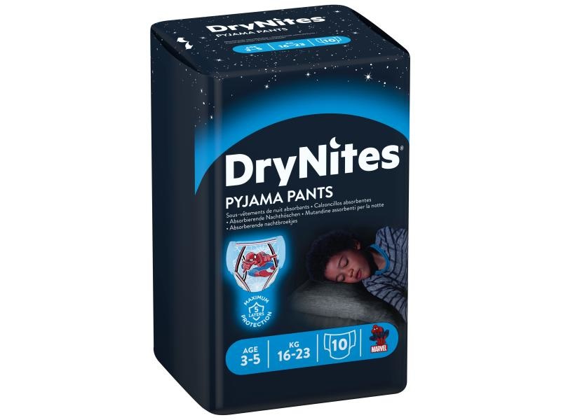 Huggies DryNites Pyjama Pants Ragazzo 3-5 Anni (16-23 kg) - 10 Pezzi, Mutandine Assorbenti per Protezione Notturna