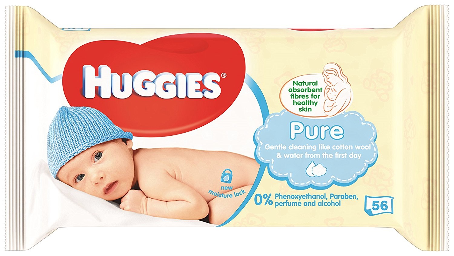 Huggies Pure Salviette Umidificate per Bambini - Confezione da 56 Pezzi, 99% Acqua Pura, Senza Parabeni e Profumi