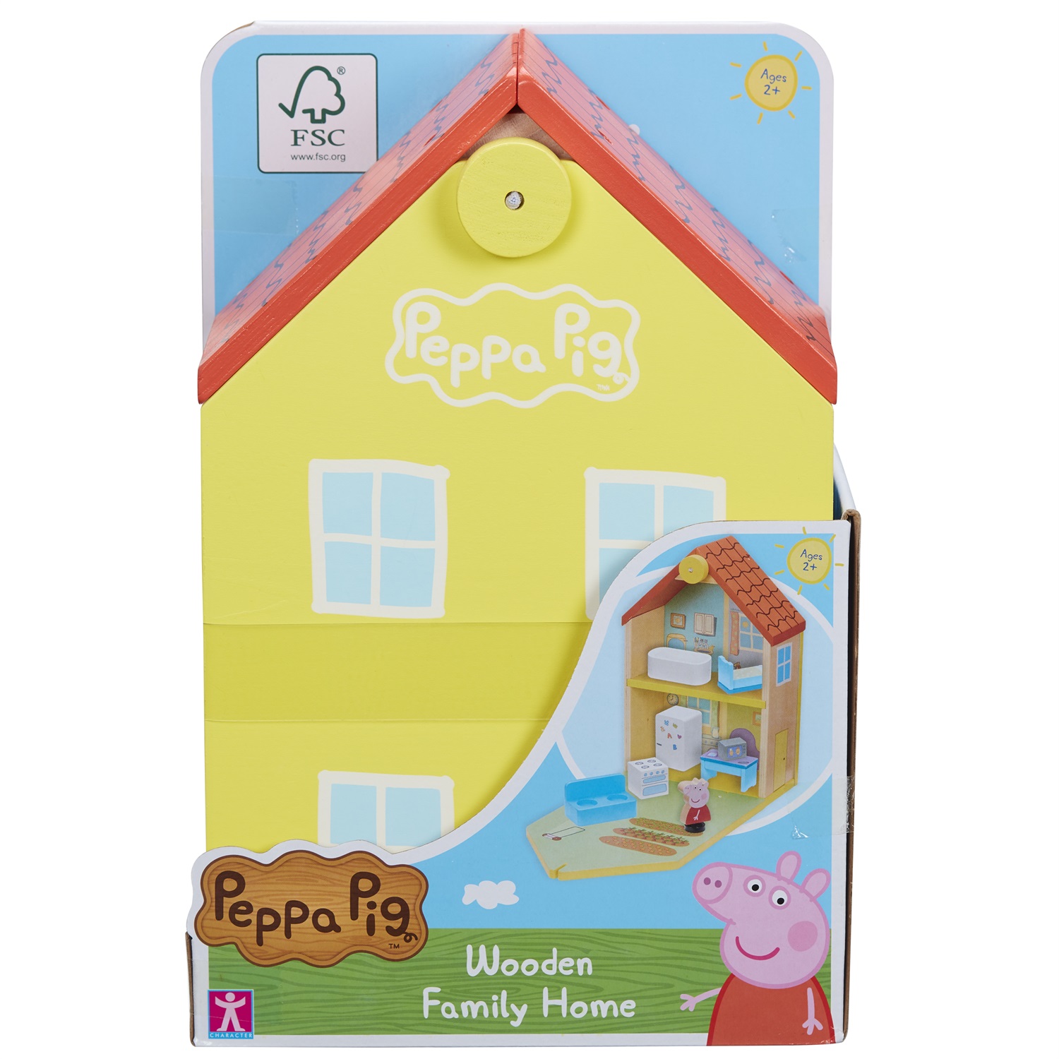 Peppa Pig Wooden Family Home - Casa per le bambole in legno FSC certificato, gioco educativo per bambini 2-5 anni con mobili e figura di Peppa