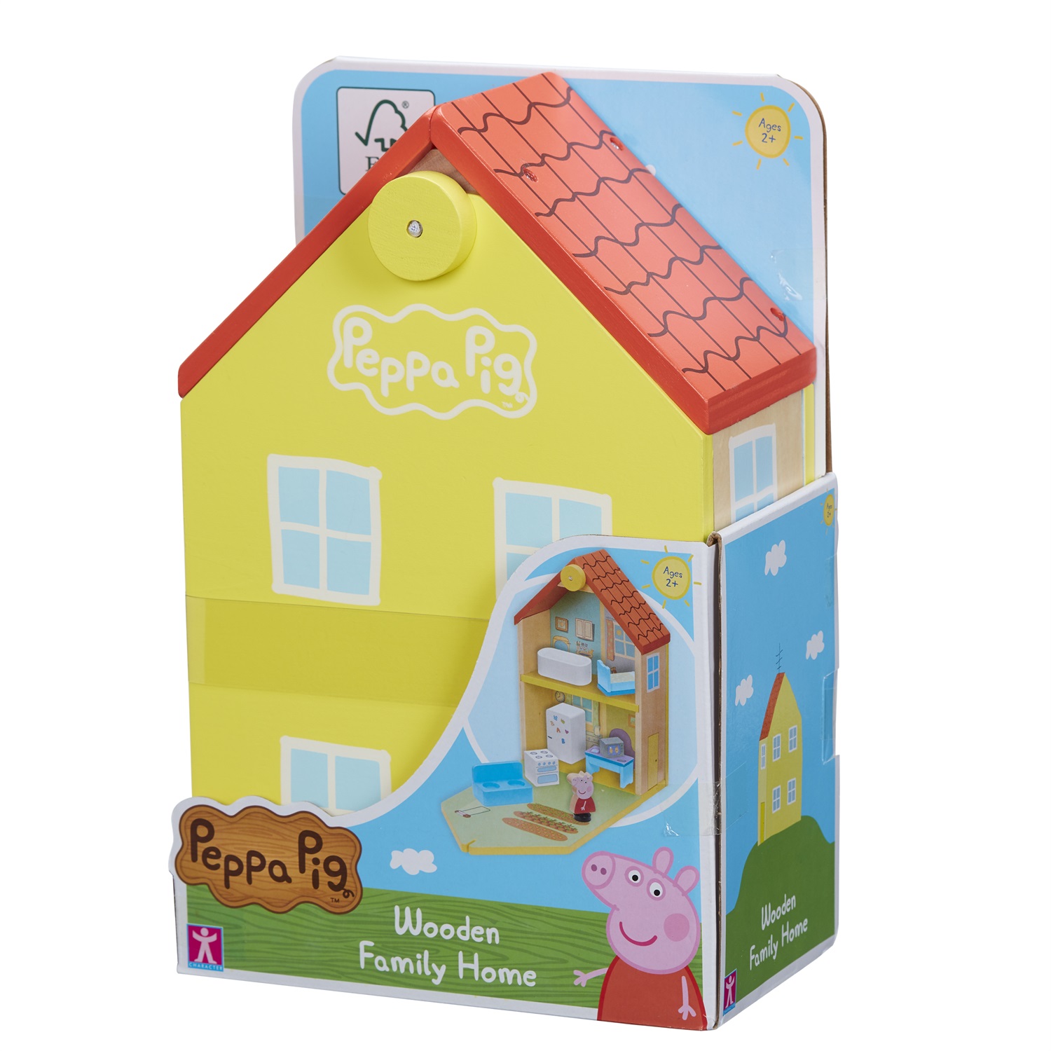 Peppa Pig Wooden Family Home - Casa per le bambole in legno FSC certificato, gioco educativo per bambini 2-5 anni con mobili e figura di Peppa