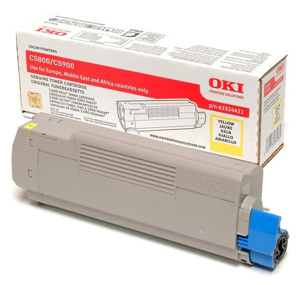 OKI 43324421 Toner Originale Giallo - 5000 Pagine - Compatibile con Oki C5550, C5800, C5900