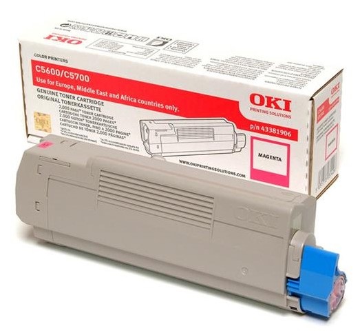 OKI Toner Magenta 43381906 Originale per C5600 e C5700 - 2000 Pagine