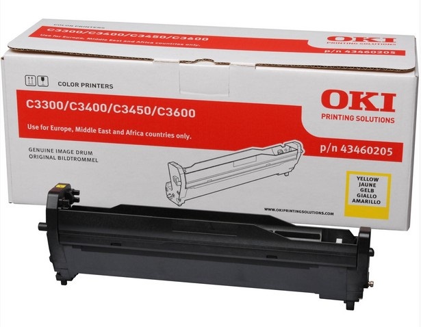 OKI Tamburo di Stampa Giallo Originale 43460205 - Compatibile con C3300N, C3400N, C3450, C3600 - Fino a 15.000 Pagine