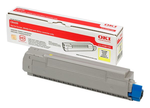 Oki 43487709 Toner Giallo Originale per C8600/C8800 - 6000 Pagine - 1 Pz