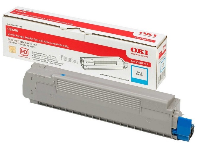 OKI Toner Originale 43487711 Ciano - 6000 Pagine per Stampanti C8600 e C8800