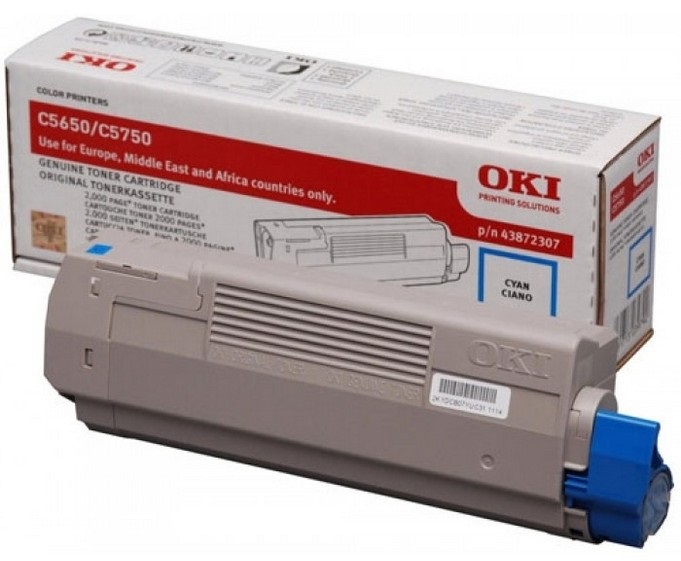 OKI Toner Originale Ciano 43872307 per C5650/C5750 - 2000 Pagine