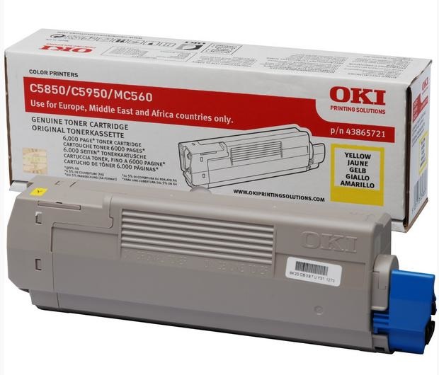 OKI 43865721 Toner Originale Giallo per C5850/C5950/MC560 - 6000 Pagine