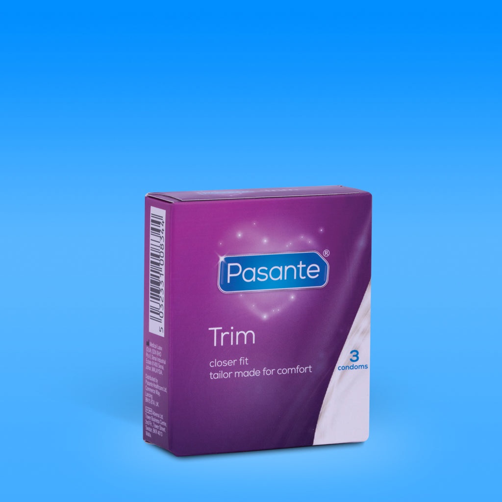 Pasante Trim Preservativi 3 pz - Larghezza 49 mm, Vestibilità Stretta per Massimo Piacere e Sicurezza