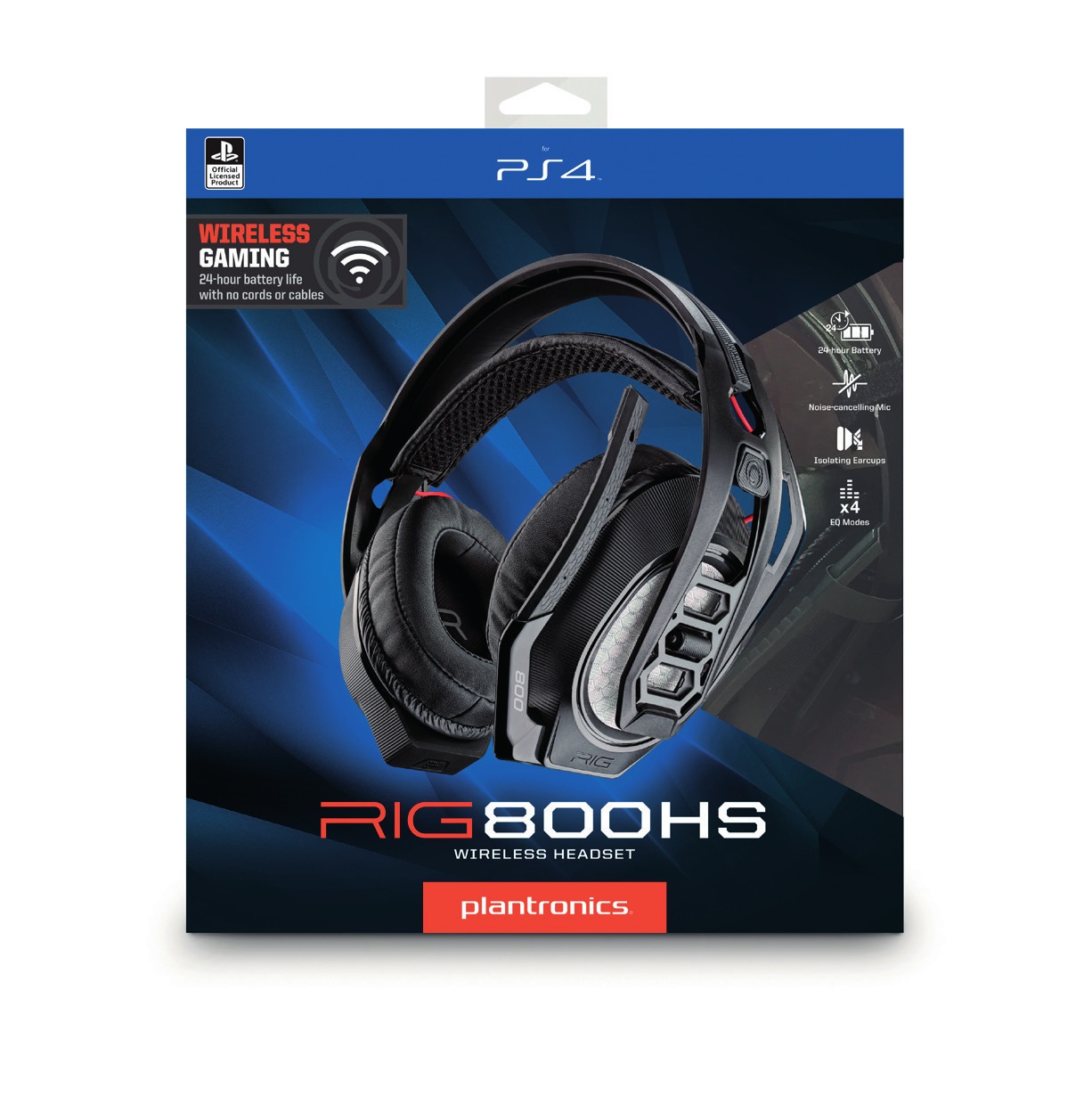 Plantronics RIG 800HS Auricolare Wireless A Padiglione Gaming Nero - Compatibile con PlayStation 4, Audio senza Latenza, Durata Batteria 24 Ore, Cancellazione Rumore