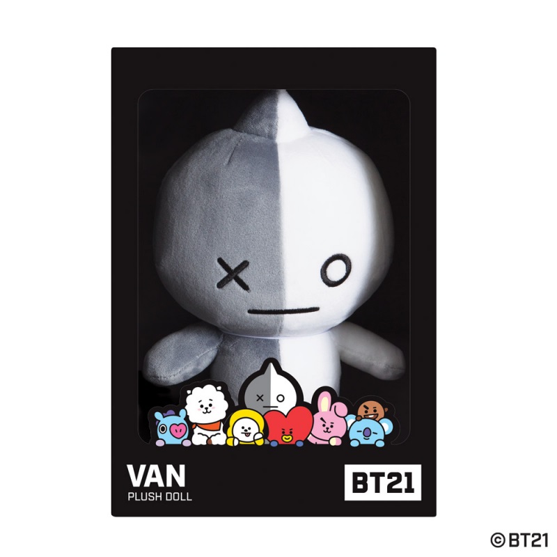 Aurora World Peluche VAN BT21 - Mascotte Ufficiale, 30 cm, Grigio e Bianco, Morbido e di Alta Qualità