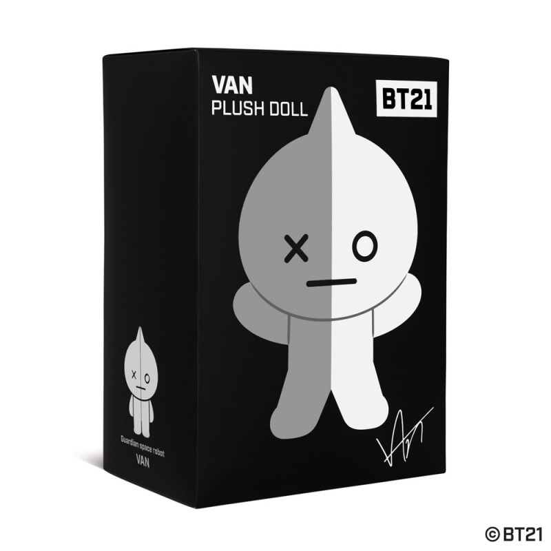 Aurora World Peluche VAN BT21 - Mascotte Ufficiale, 30 cm, Grigio e Bianco, Morbido e di Alta Qualità