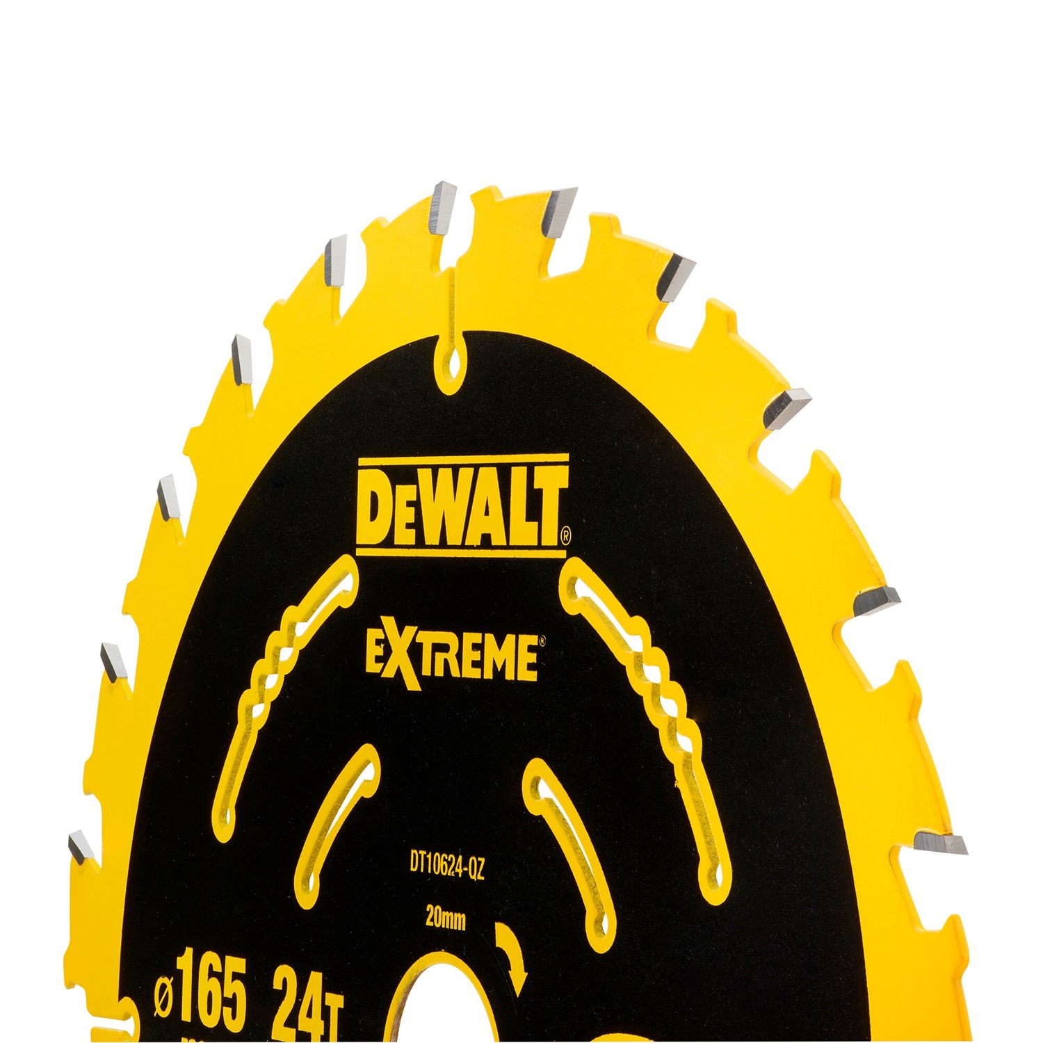 DeWALT Lama Circolare Elite DT10624-QZ 165 mm, 24 Denti, Foro 20 mm - Taglio Sottile e Preciso per Legno