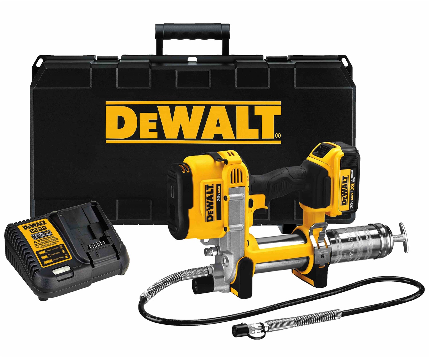 DeWALT DCGG571M1 Ingrassatore Elettrico 18V con Batteria 4.0 Ah, Capacità Grasso 473 ml, Pressione 690 bar