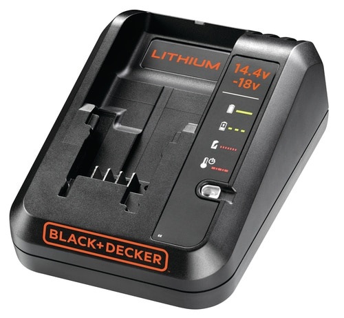 BLACK DECKER BDC1A-QW Caricabatterie Rapido per Batterie al Litio 14,4V - 18V, Colore Arancione, Carica da 1A