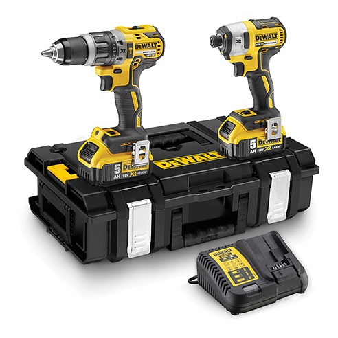DeWALT DCK266P2 Set Utensili a Batteria 18V XR: Trapano Avvitatore DCD796 e Avvitatore a Impulsi DCF887 con 2 Batterie 5Ah e Caricatore