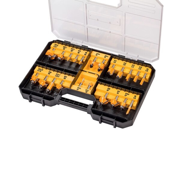 DeWALT DT90017-QZ Set di 22 Frese per Legno in Metallo Duro (HM) con Gambo da 8 mm