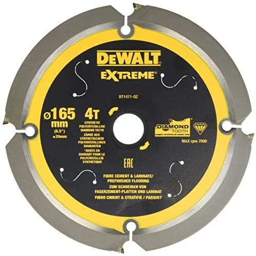 DEWALT DT1471-QZ Lama Circolare 165x20mm 4 Denti per Fibrocemento e Laminato
