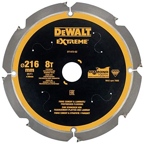 DeWALT DT1473-QZ Lama Circolare 216mm 8 Denti PCD per Fibrocemento e Laminato
