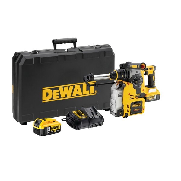 DeWALT Martello Combinato a Batteria DCH275P2, 18V, 1100 Giri/min, SDS-plus, con 2 Batterie 5,0 Ah e Caricabatterie