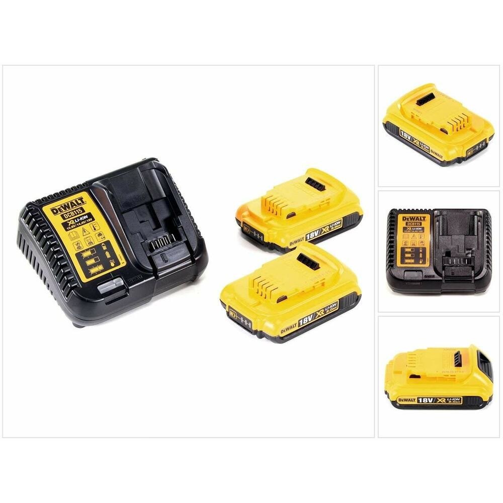 DeWALT DCB115D2-QW Kit 2 Batterie XR 18V 2.0Ah Caricabatteria DCB115 per Utensili Elettrici