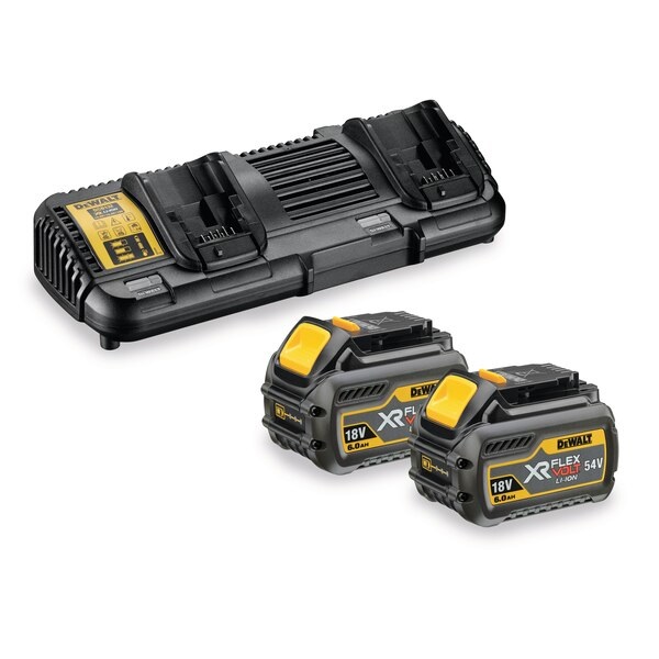 DeWalt DCB132T2-QW Set Batteria e Caricabatterie 18/54V XR FLEXVOLT 2x 6Ah con Doppio Caricatore DCB132