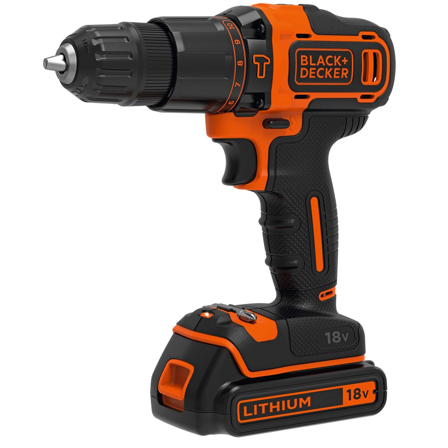 BLACK DECKER BDCHD18K-QW Trapano Avvitatore a Percussione 18V, Batteria 1,5Ah, 1400 Giri/min, Nero e Arancione