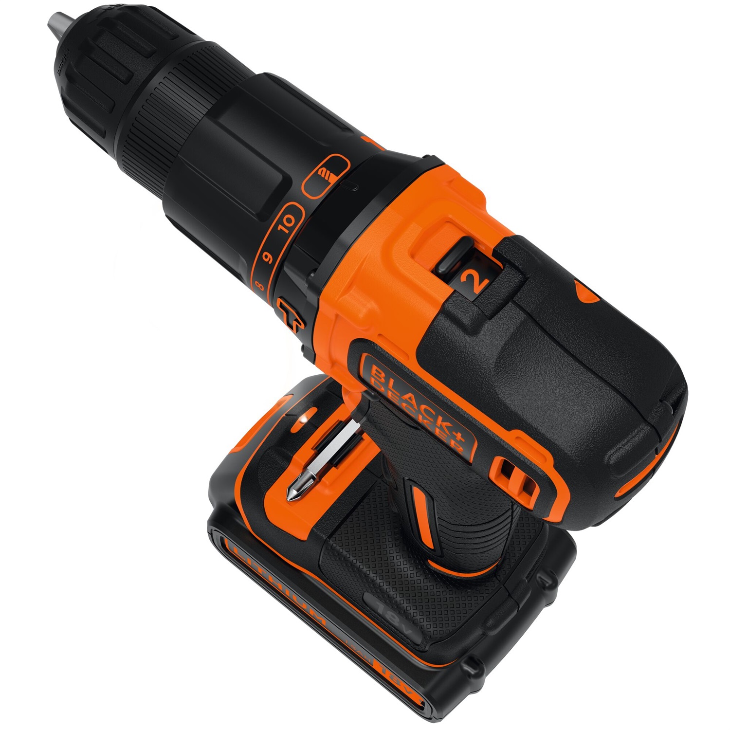 Black & Decker BDCHD18KB-QW Trapano Avvitatore a Percussione 18V con 2 Batterie e Valigetta - Nero e Arancione