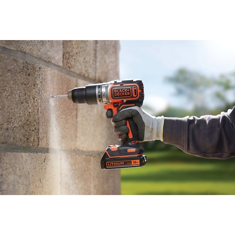 BLACK DECKER BL188K-QW Trapano/Avvitatore a Percussione 18V Litio con Valigetta, 1650 Giri/min, Tecnologia Brushless