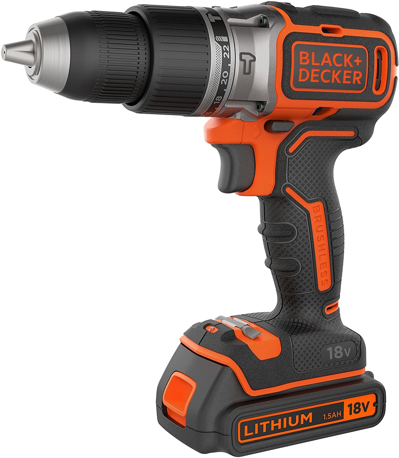 BLACK DECKER BL188KB-QW Trapano/Avvitatore Brushless a Percussione con Doppia Batteria Litio 18V 1.5Ah, 2 Velocità Meccaniche e 28050 Colpi al Minuto
