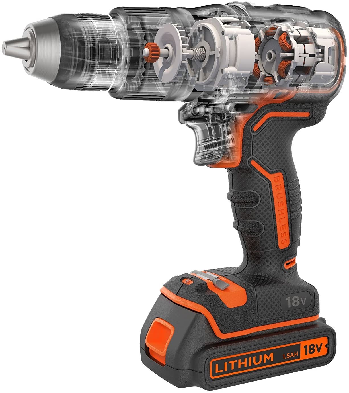 BLACK DECKER BL188KB-QW Trapano/Avvitatore Brushless a Percussione con Doppia Batteria Litio 18V 1.5Ah, 2 Velocità Meccaniche e 28050 Colpi al Minuto