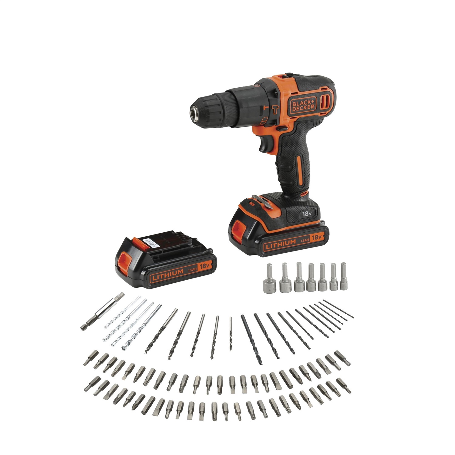 Black & Decker BDCHD18BAFC-QW Trapano a Percussione 18 V, 1400 Giri/min, Set da 80 Pezzi