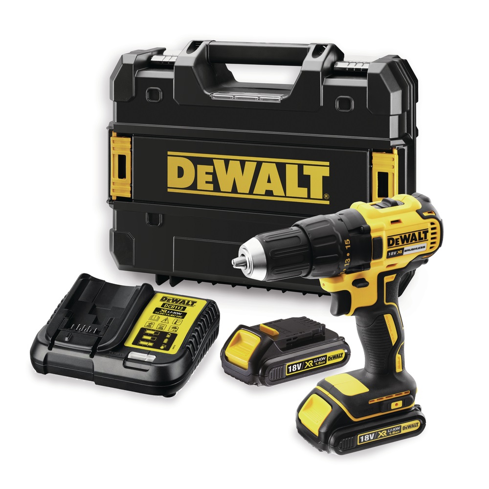 DeWalt DCD777S2T-QW Trapano Avvitatore Brushless 18V XR con 2 Batterie Li-Ion da 1,5Ah, Mandrino da 13mm e Valigetta TSTAK
