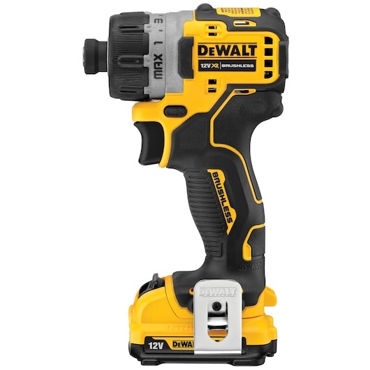 DeWALT DCF601D2-QW Cacciavite Elettrico e Avvitatore a Impulso Brushless 12V con 2 Batterie Li-Ion 2Ah, 15 Impostazioni di Coppia, 0-1100 Giri/min, Attacco 1/4, Compatto e Leggero