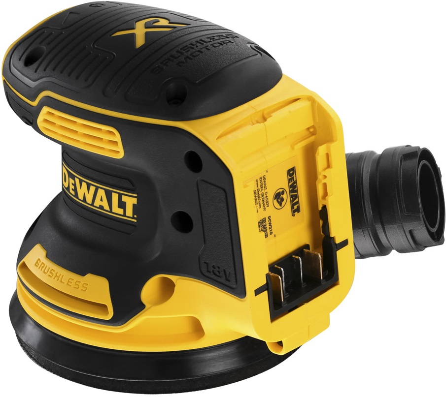 DeWALT DCW210NT-XJ Levigatrice Roto-orbitale 18V Brushless 125mm con Controllo Velocità, Impugnatura Ergonomica e Sistema di Aspirazione