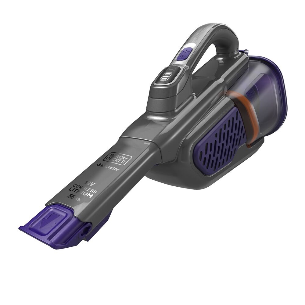 Black & Decker BHHV520BFP Aspirapolvere Portatile Senza Filo Ciclonico Nero e Viola, Capacità 0,7 L, Ideale per Peli di Animali
