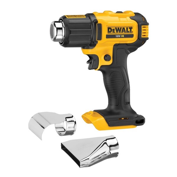DeWALT DCE530N-XJ Pistola Termica XR 18V con 2 Regolazioni di Temperatura (290°C e 530°C) - Portata Aria 190 l/min - Giallo