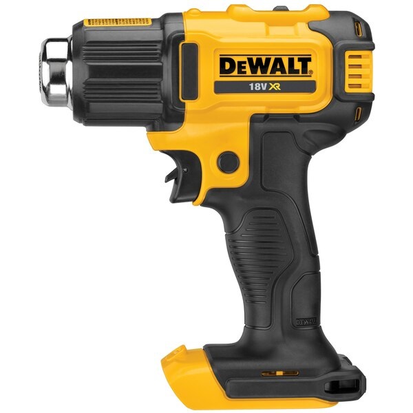 DeWALT DCE530N-XJ Pistola Termica XR 18V con 2 Regolazioni di Temperatura (290°C e 530°C) - Portata Aria 190 l/min - Giallo