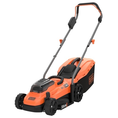 Black & Decker BCMW3318L2 Tagliaerba a Batteria 2x18V/2.5Ah 33 cm - Plastica, A Spinta, Cesto di Raccolta, Taglio Mulching, Superficie Max 300 m²