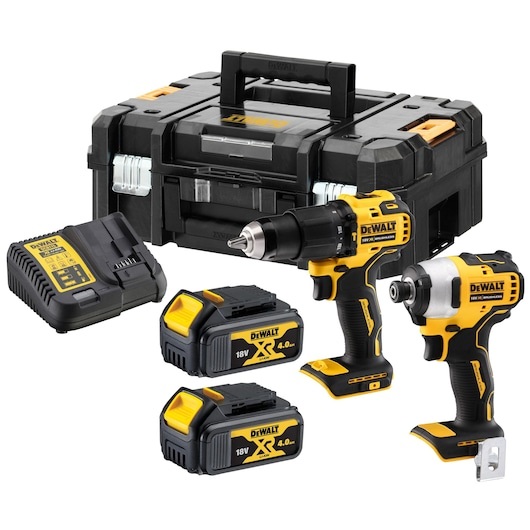 DeWALT DCK2062M2T-QW Kit Combinato Elettroutensili Cordless 18V con 2 Batterie 4Ah e Caricabatterie
