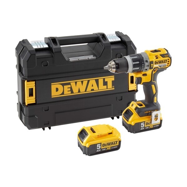 DeWALT DCD709M2T-QW Trapano Avvitatore a Percussione 26 Nm, 2 Batterie 18V 4Ah, 2000 Giri/min, LED con Ritardo, 15 Regolazioni Coppia
